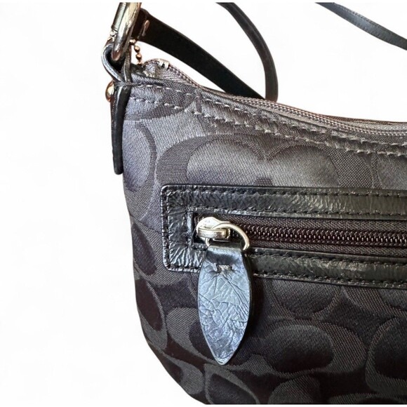 Coach Y2K Signature “C” Crossbody Swingpack Sateen Pleated Black Purse Classic - Picture 4 of 16